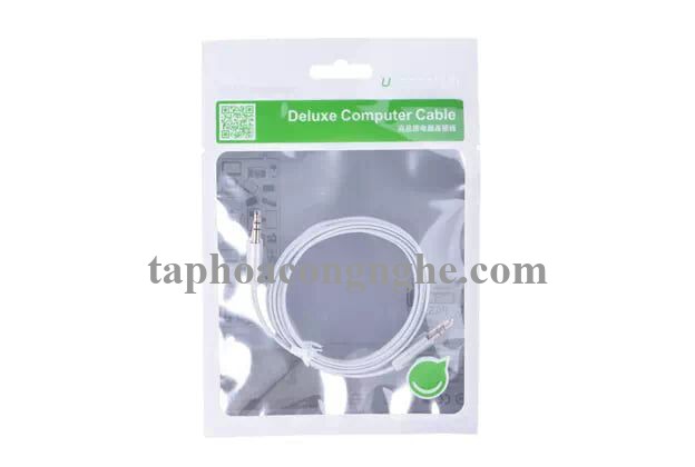 Ugreen 10762 0.5M màu Trắng Cáp âm thanh 2 đầu 3.5mm dương dây dẹt AV119 30010762